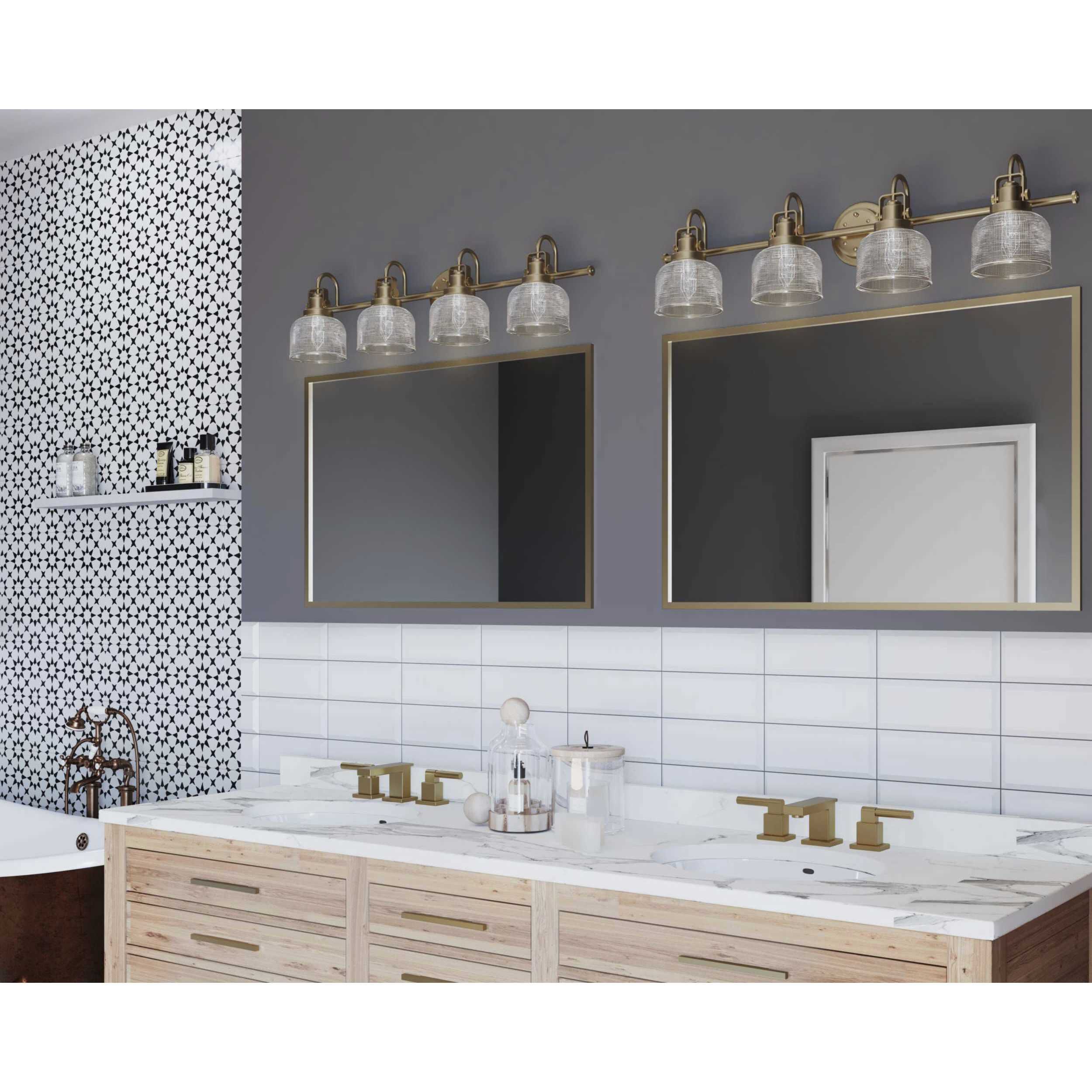 Archie 4 Light 35.5 inch Vintage Brass Bath Vanity Wall Light