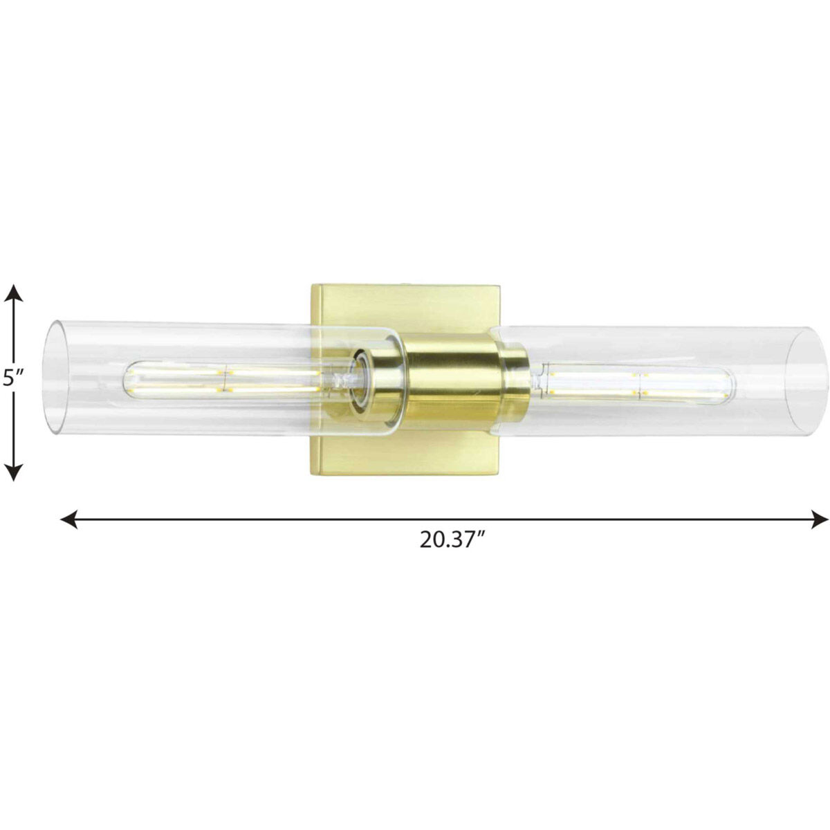 Clarion 2 Light 20 inch Satin Brass Bath Vanity Wall Light