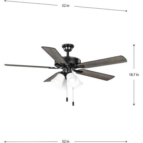 AirPro E-Star 52 inch Matte Black with Black/Rustic Charcoal Blades Ceiling Fan
