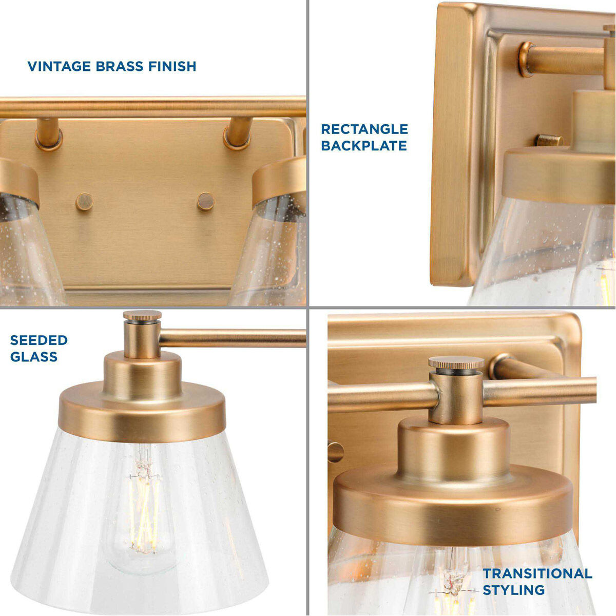 Hinton 3 Light 25 inch Vintage Brass Bath Vanity Wall Light