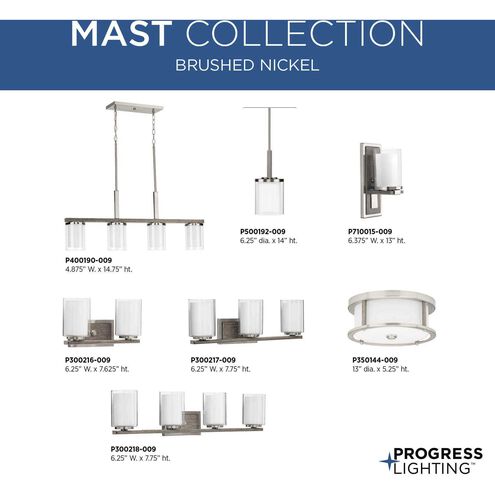 Mast 2 Light 13 inch Brushed Nickel Flush Mount Ceiling Light