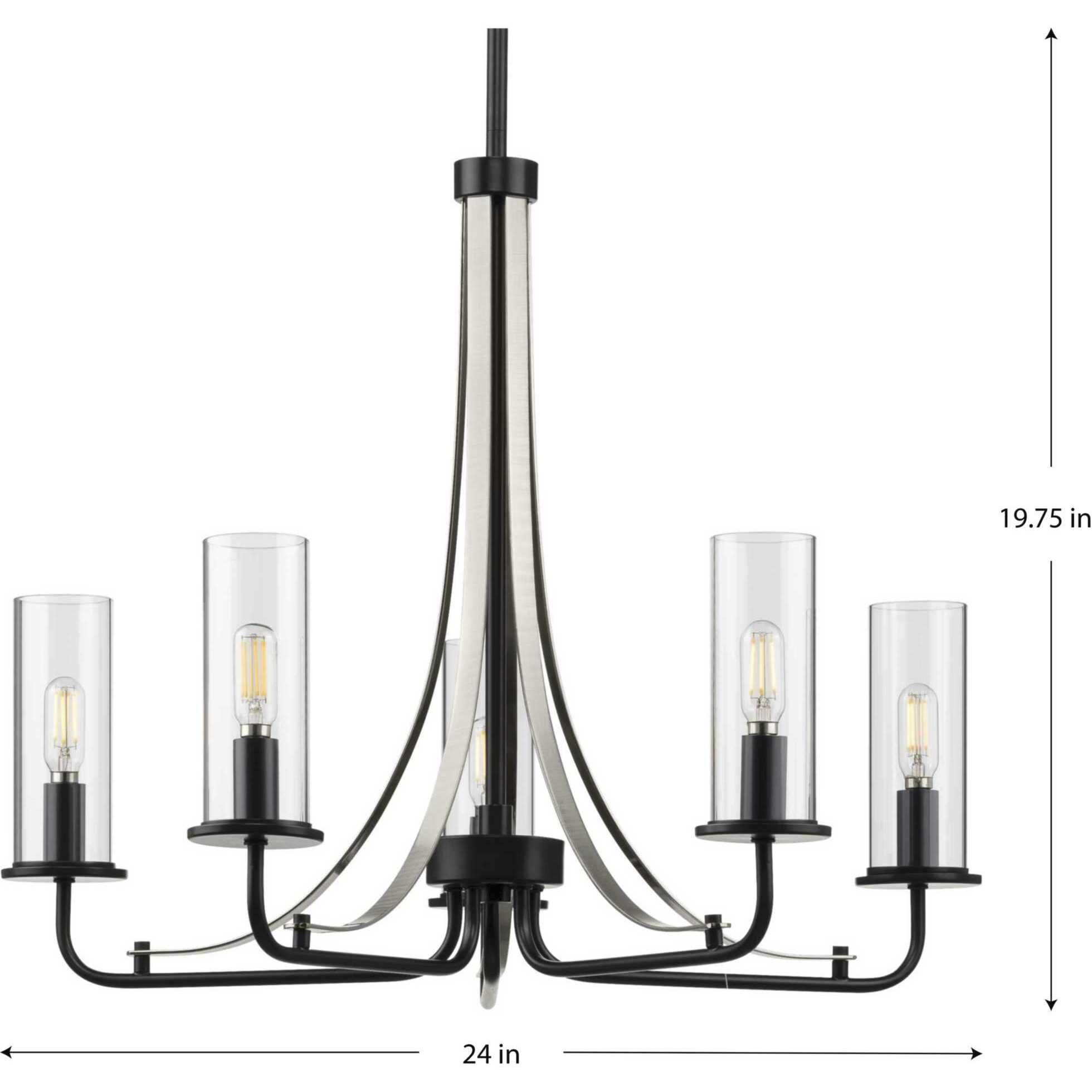 Riley 5 Light 24 inch Matte Black Chandelier Ceiling Light