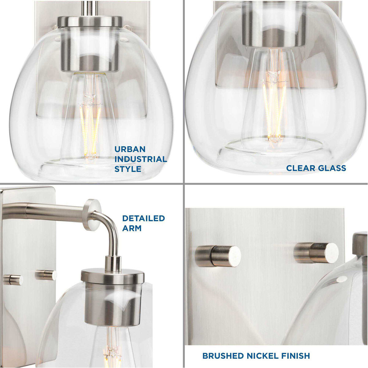 Caisson 1 Light 8 inch Brushed Nickel Bath Vanity Wall Light