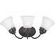 Fluted Glass 3 Light 16 inch Antique Bronze Bath Vanity Wall Light