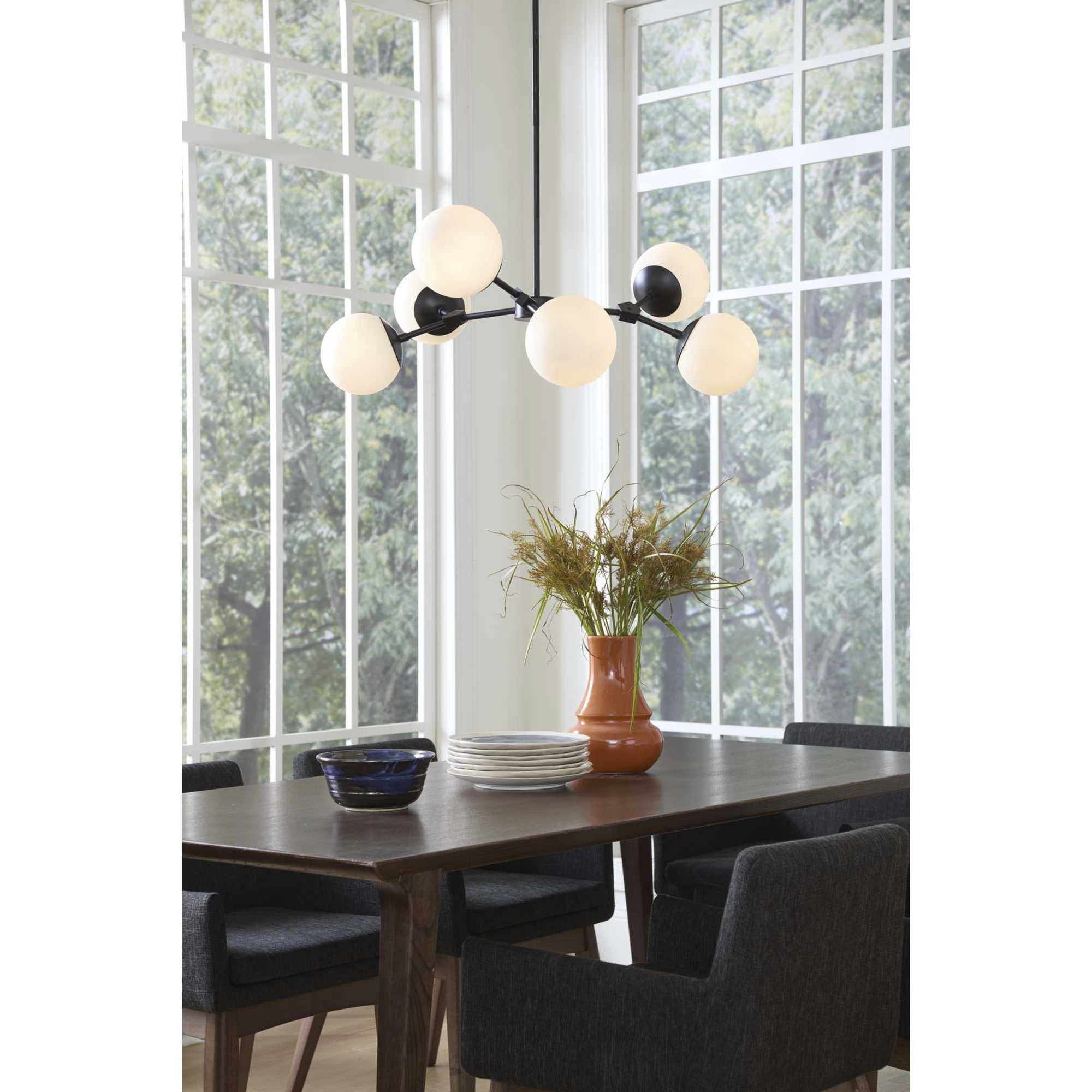 Haas 6 Light 33.5 inch Matte Black Chandelier Ceiling Light, Design Series