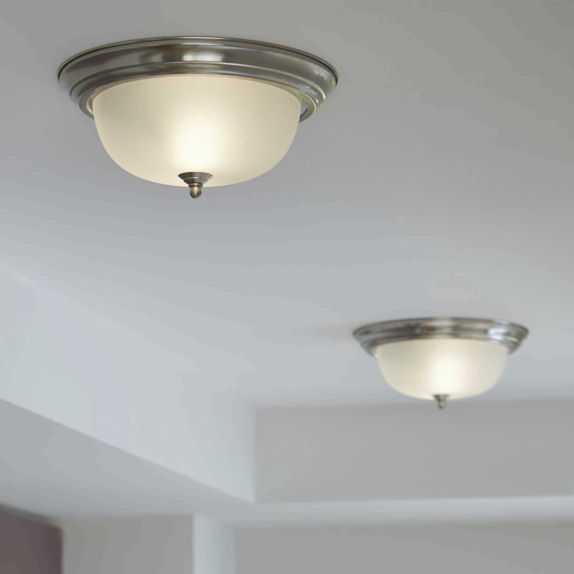 Dome Glass CTC 2 Light 13.25 inch Brushed Nickel Flush Mount Ceiling Light in Alabaster Glass