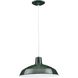 Metal Shade 1 Light Dark Green Pendant Ceiling Light in Standard
