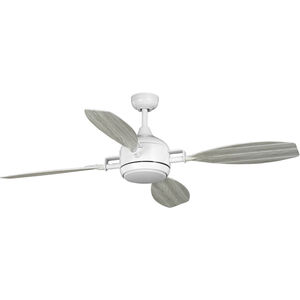 Rudder 56 inch Satin White with Distressed White Blades Ceiling Fan in Matte White, Progress LED