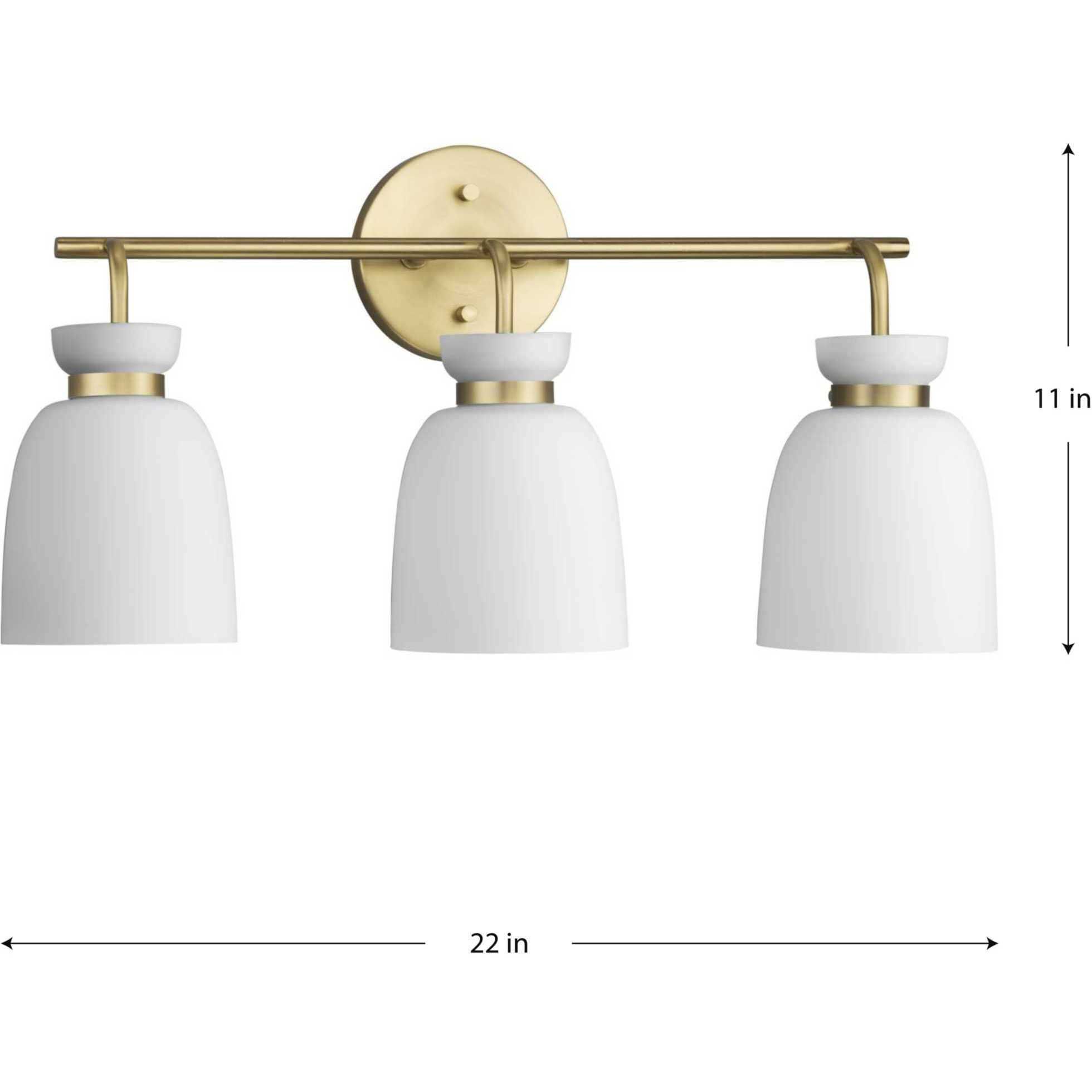 Lexie 3 Light 22 inch Brushed Gold Bathroom Vanity Light Wall Light