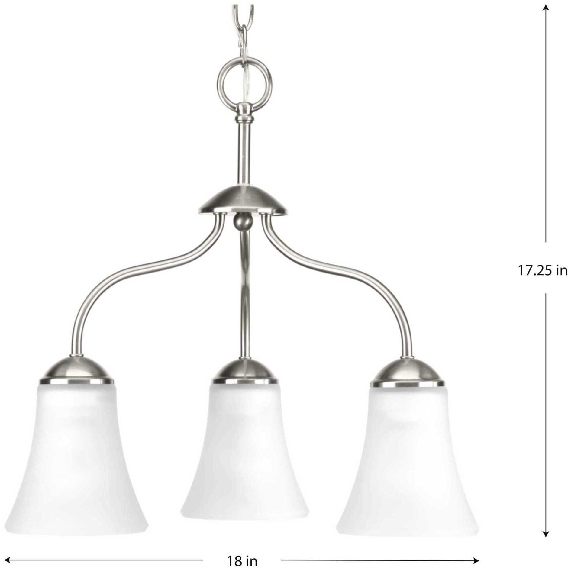 Classic 3 Light 18 inch Brushed Nickel Chandelier Ceiling Light