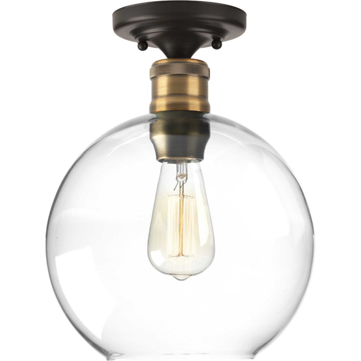 Hansford 1 Light 10 inch Antique Bronze Flush Mount Ceiling Light in Antique Bronze and Vintage Brass