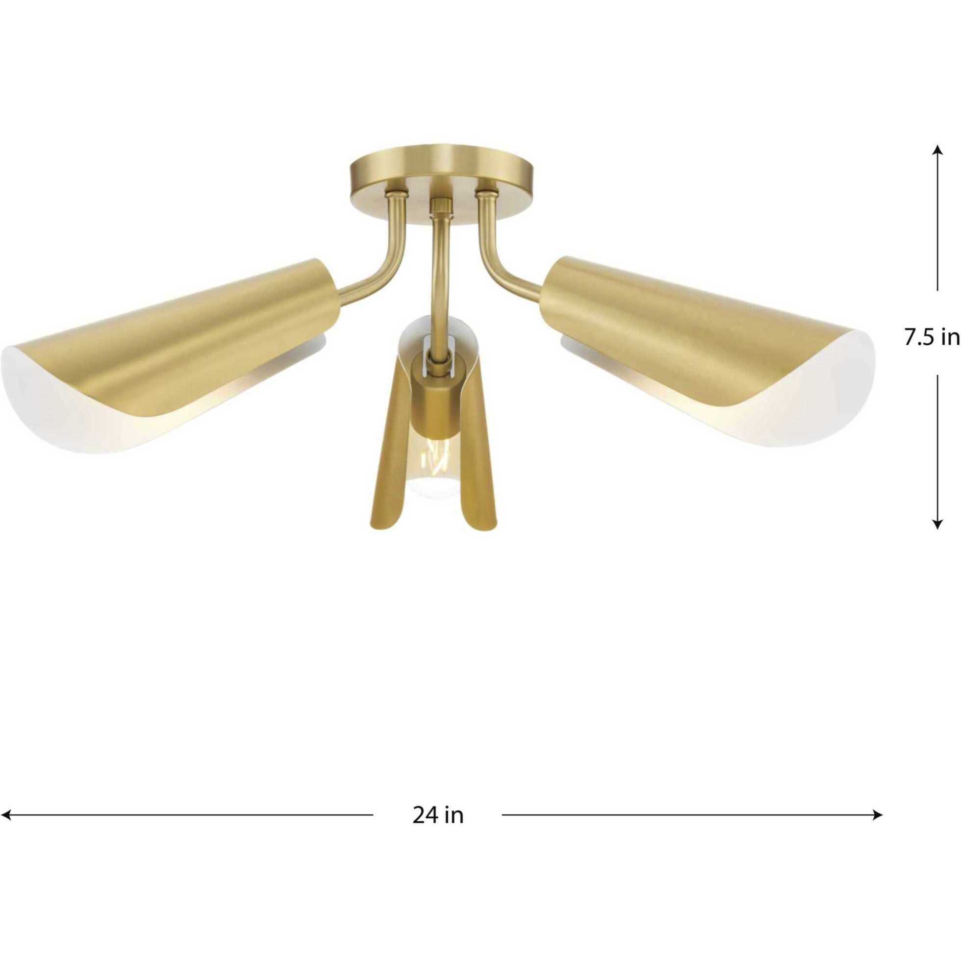 Cornett LED 24 inch Brushed Gold Semi-Flush Mount Ceiling Light