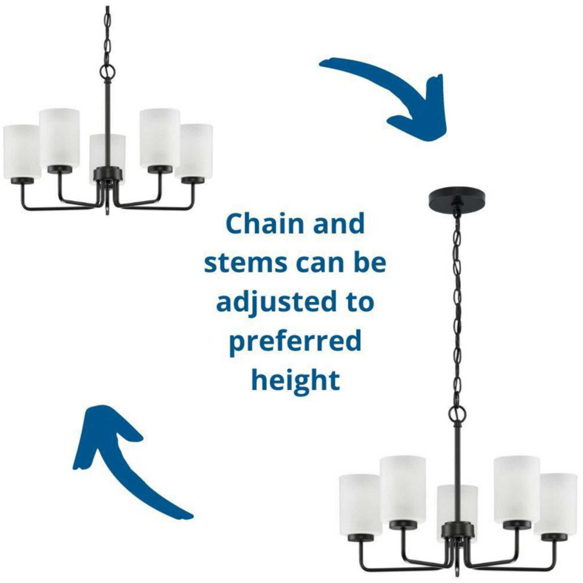 Merry 5 Light 22 inch Matte Black Chandelier Ceiling Light