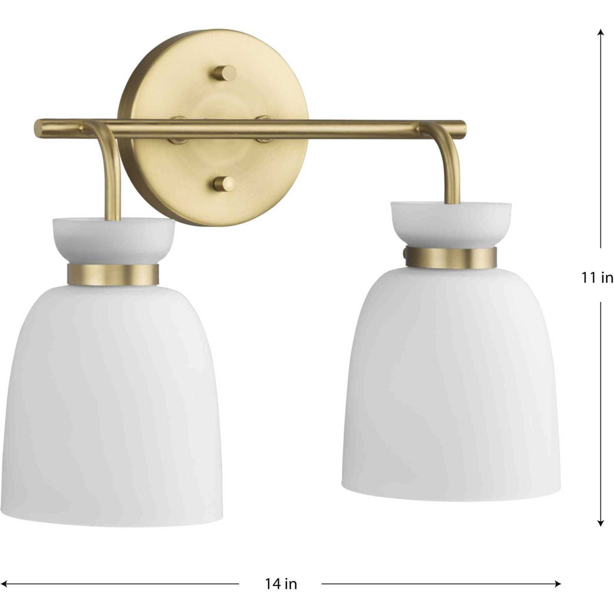 Lexie 2 Light 14 inch Brushed Gold Bathroom Vanity Light Wall Light