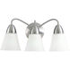 Etched Glass 3 Light 19 inch Brushed Nickel Bath Vanity Wall Light