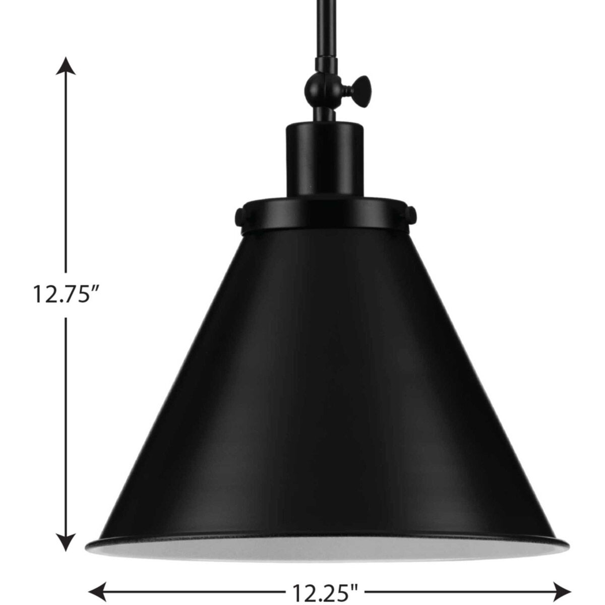 Progress P500325-031 Hinton 1 Light 12 inch Matte Black Pendant