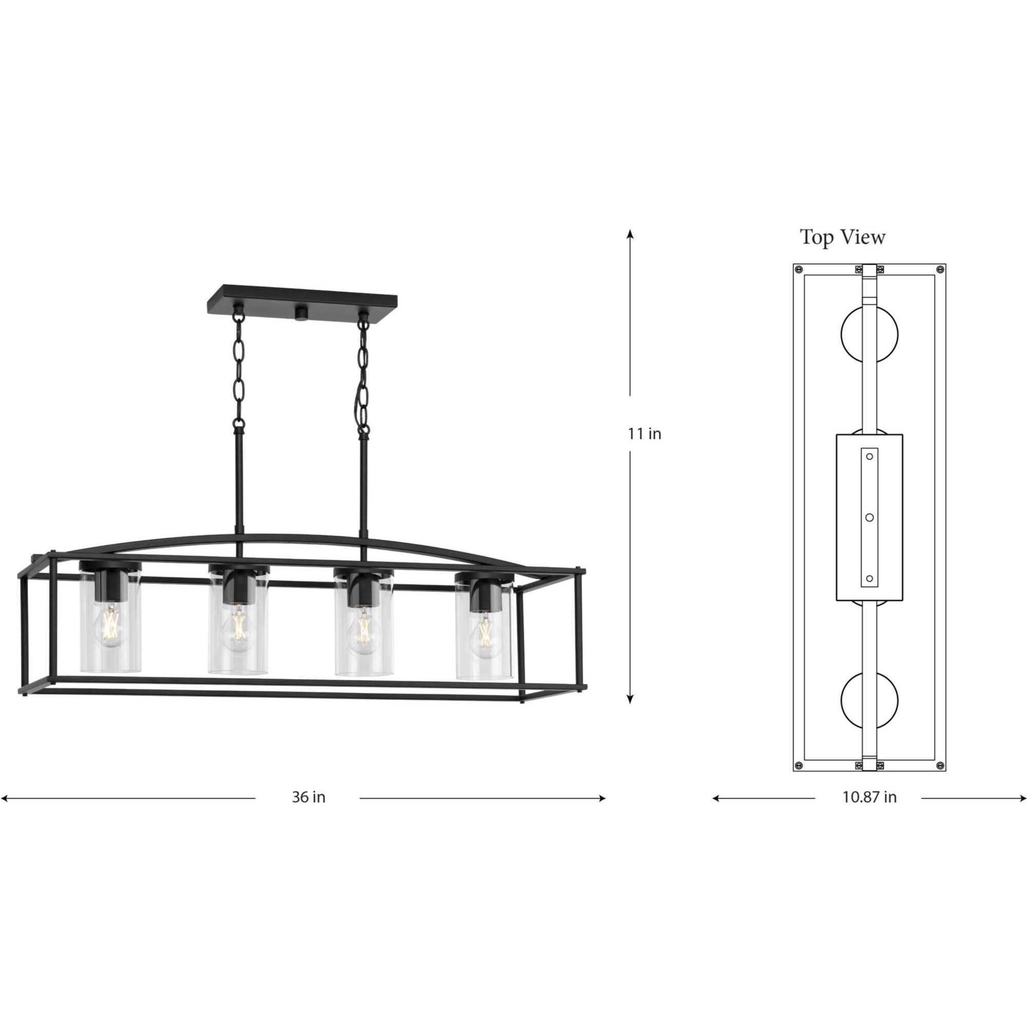 Swansea 4 Light 10.87 inch Matte Black Outdoor Linear Chandelier