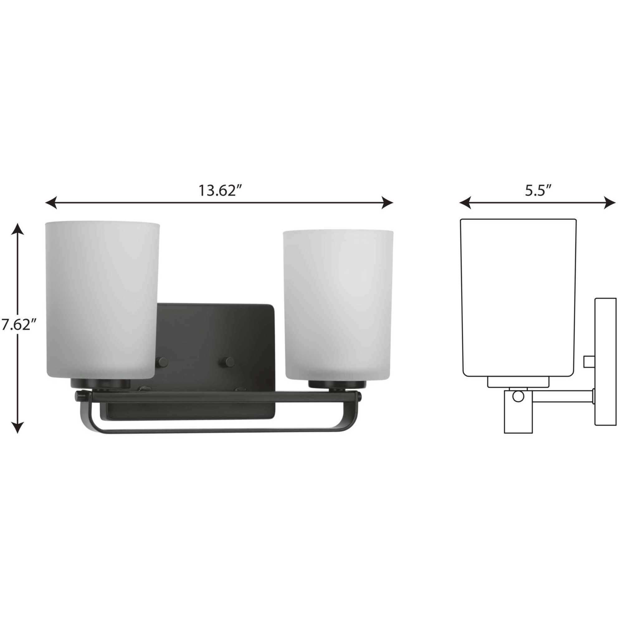 League 2 Light 14 inch Matte Black Bath Vanity Wall Light