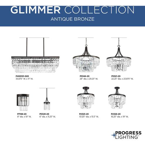 Glimmer 3 Light 16 inch Antique Bronze Semi-Flush Mount Convertible Ceiling Light, Design Series