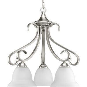 Torino 3 Light 19 inch Brushed Nickel Chandelier Ceiling Light in Etched