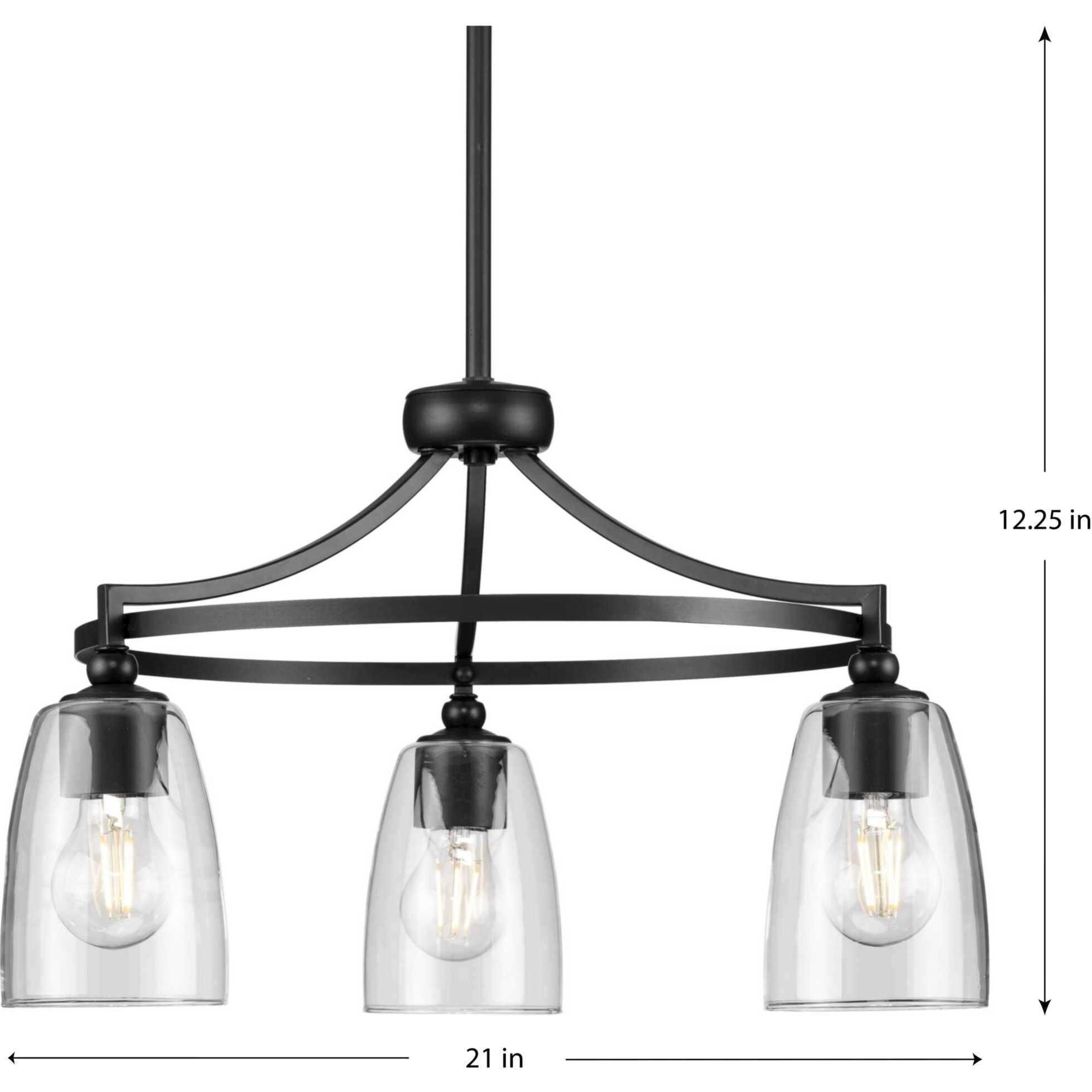 Parkhurst 3 Light 21 inch Matte Black Chandelier Ceiling Light