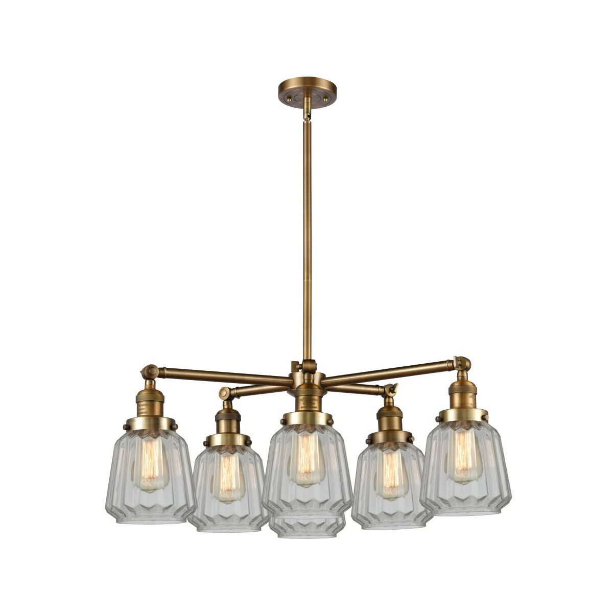 Franklin Restoration Chatham 6 Light 30 inch Brushed Brass Chandelier Ceiling Light in Incandescent, Mercury Glass, Franklin Restoration