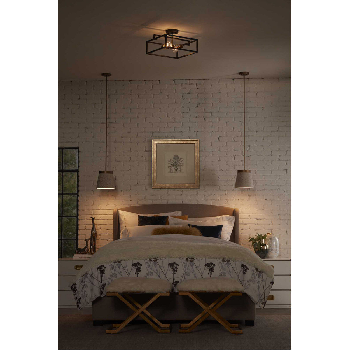 Blakely 2 Light 17 inch Graphite Semi-Flush Mount Convertible Ceiling Light, Design Series