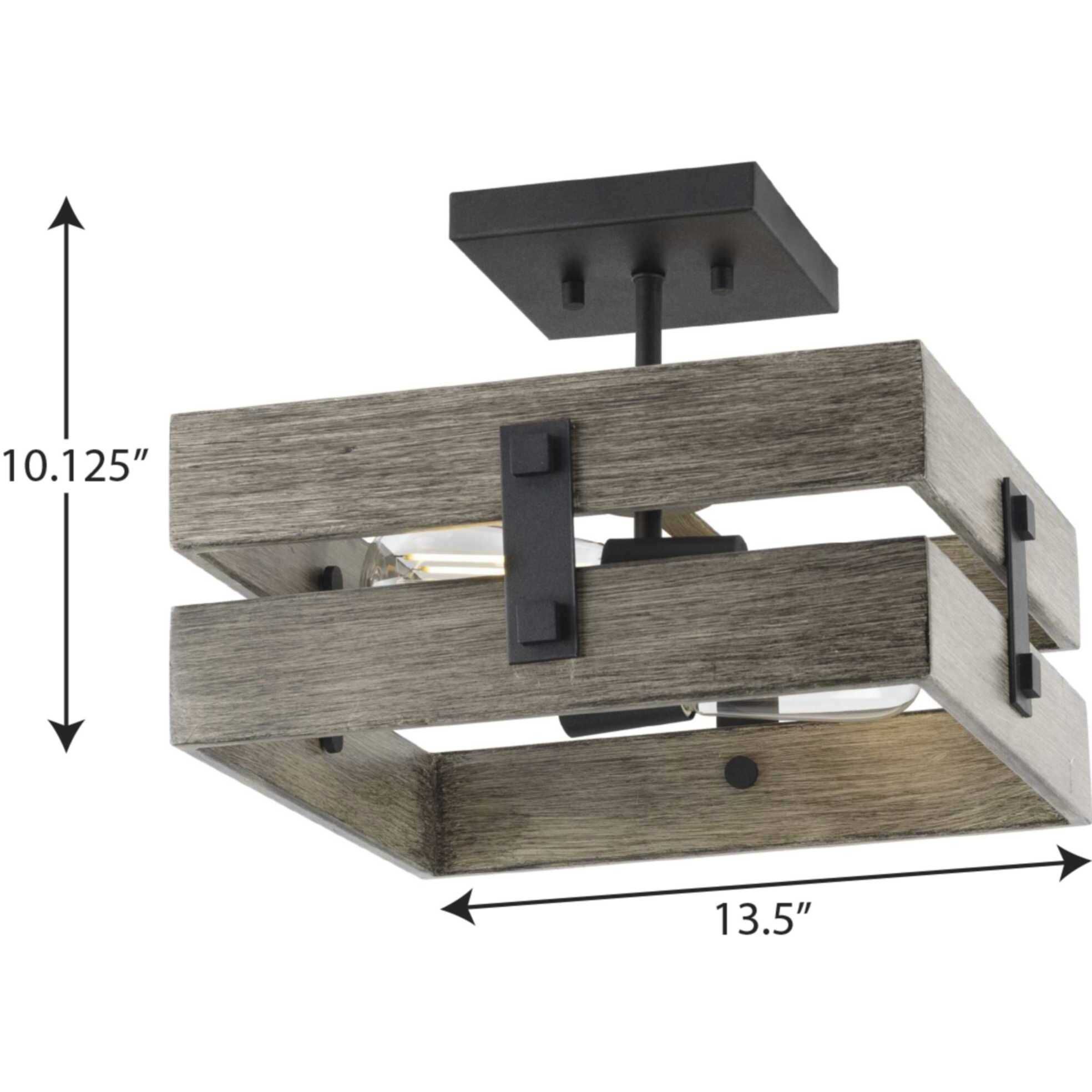 Hemsworth 2 Light 14 inch Textured Black Semi-Flush Mount Ceiling Light