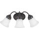 Fluted Glass 3 Light 16 inch Antique Bronze Bath Vanity Wall Light