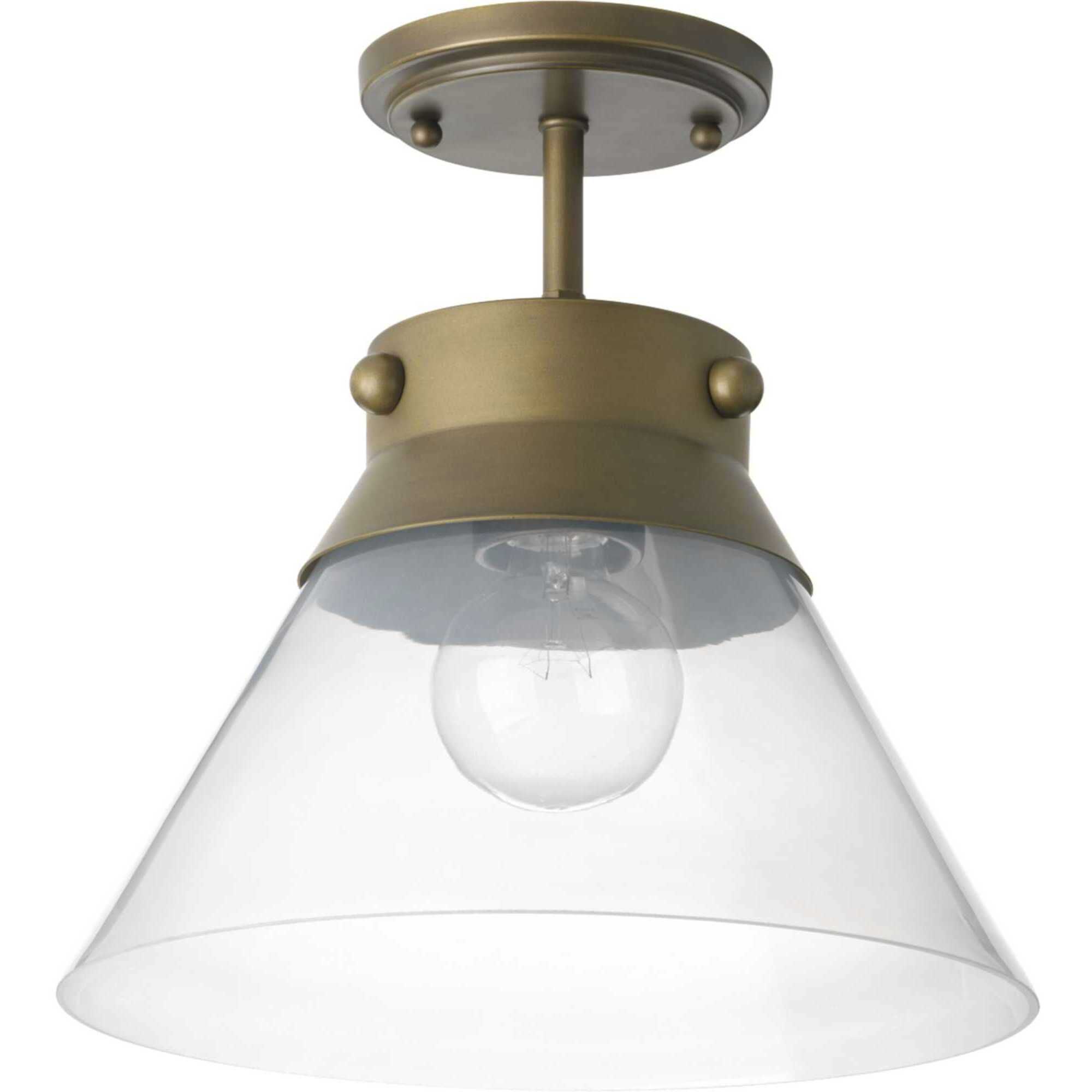 Point Dume™ Tapia Trail 1 Light 11.75 inch Aged Brass Semi-Flush Convertible Ceiling Light, Design Series