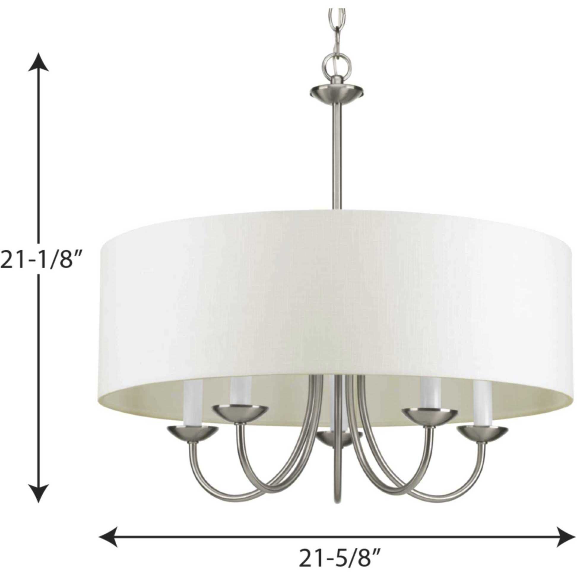 Drum Shade 5 Light 22 inch Brushed Nickel Chandelier Ceiling Light