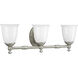 Victorian 3 Light 25 inch Pearl Nickel Bath Vanity Wall Light