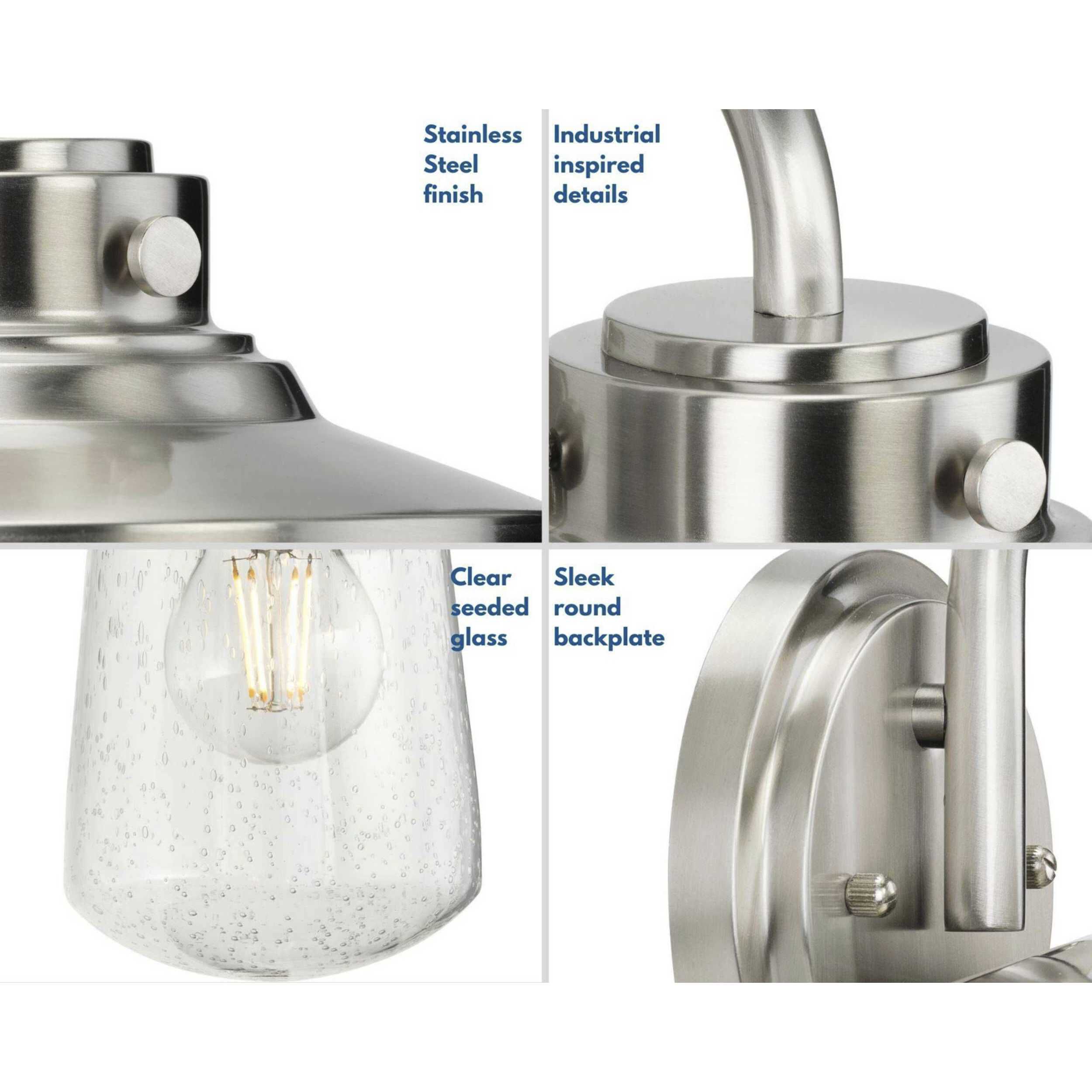 Tremont 1 Light 11 inch Stainless Steel Outdoor Wall Lantern, Medium