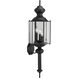 BrassGUARD 3 Light 33 inch Matte Black Outdoor Wall Lantern
