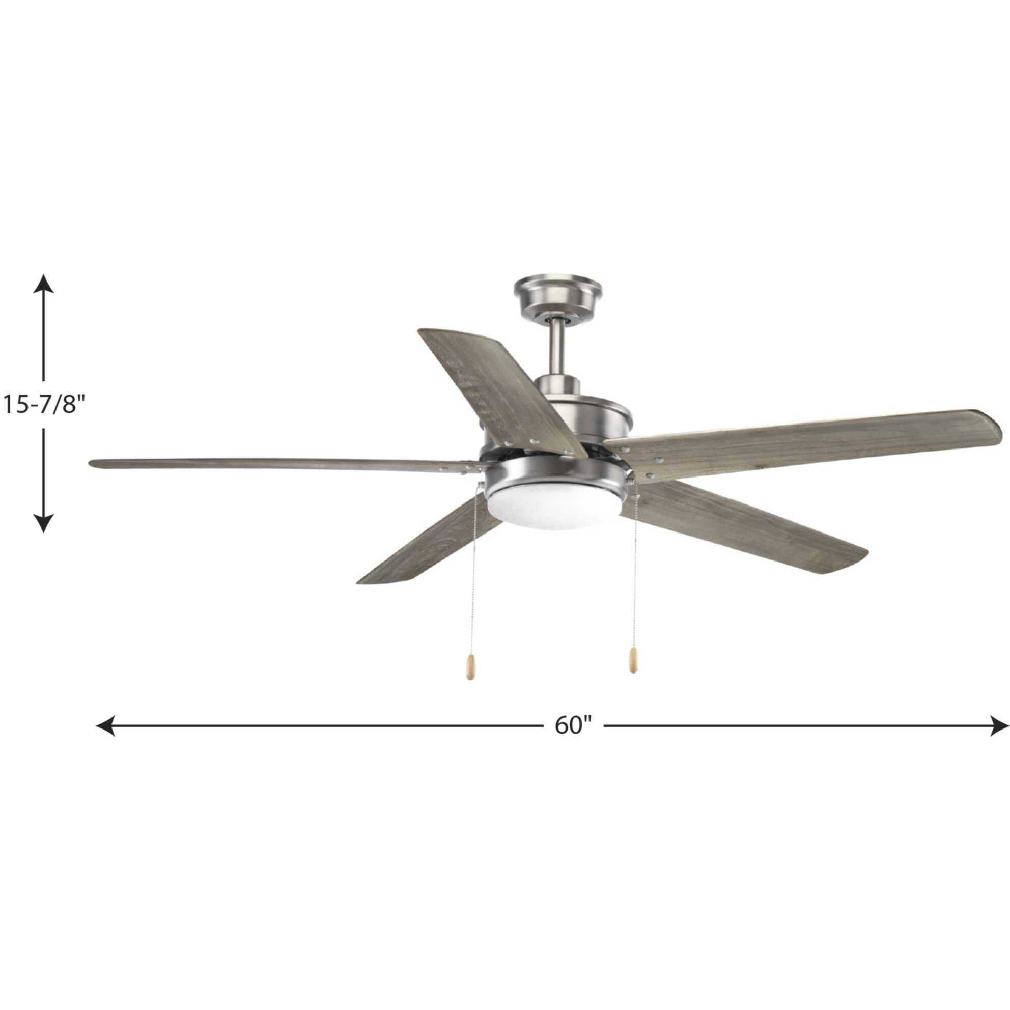 Whirl 60 inch Antique Nickel with Driftwood Blades Ceiling Fan, Progress LED