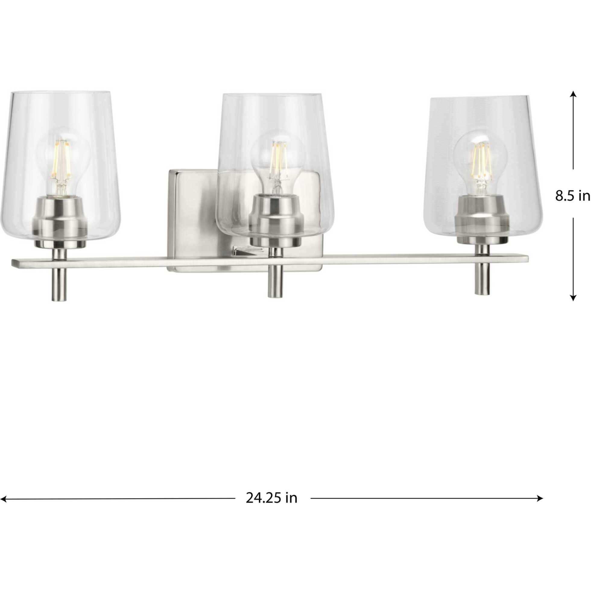 Calais 3 Light 24 inch Brushed Nickel Bath Vanity Wall Light