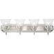 Clear Glass 4 Light 30 inch Brushed Nickel Vanity Light Wall Light