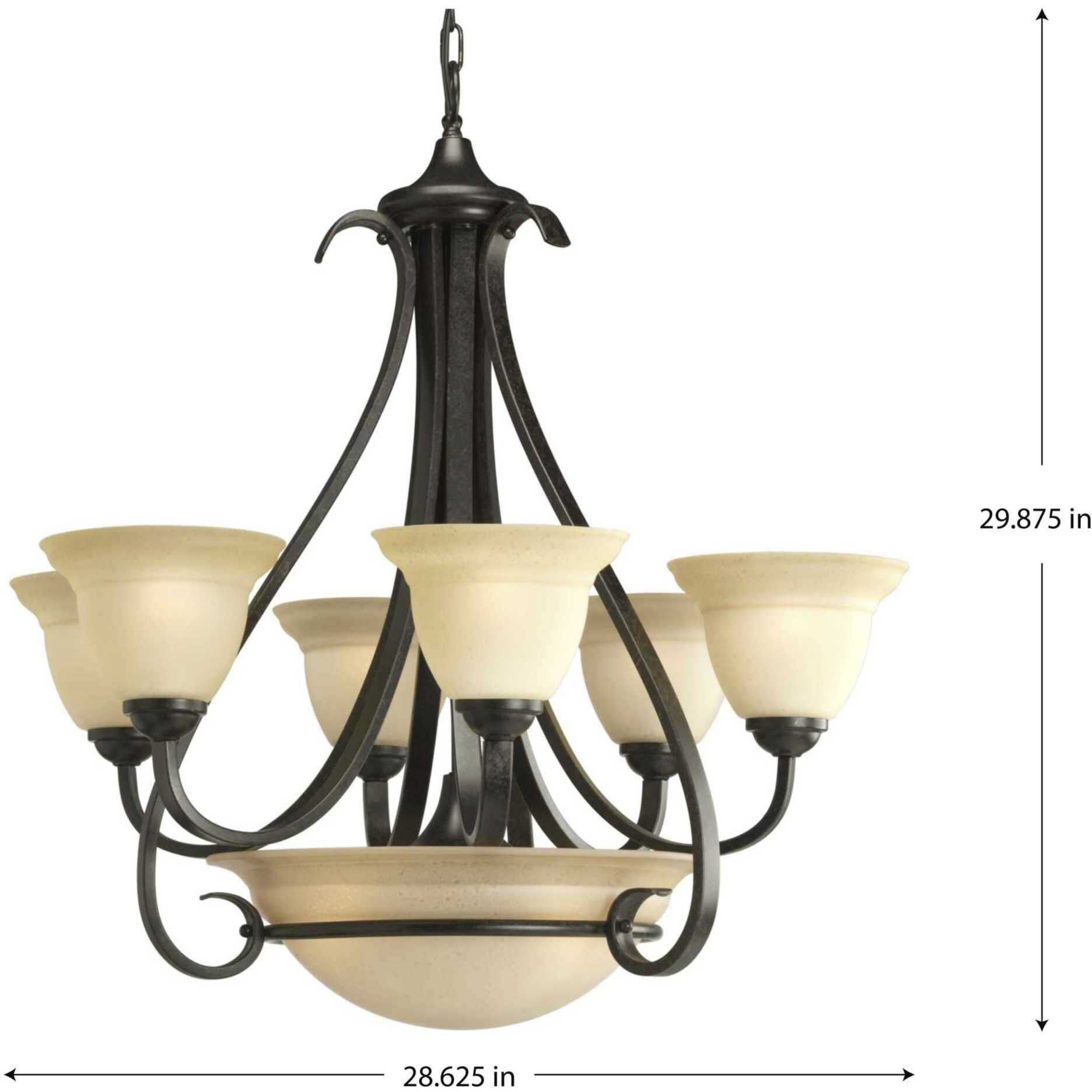 Torino 6 Light 28.63 inch Forged Bronze Chandelier Ceiling Light