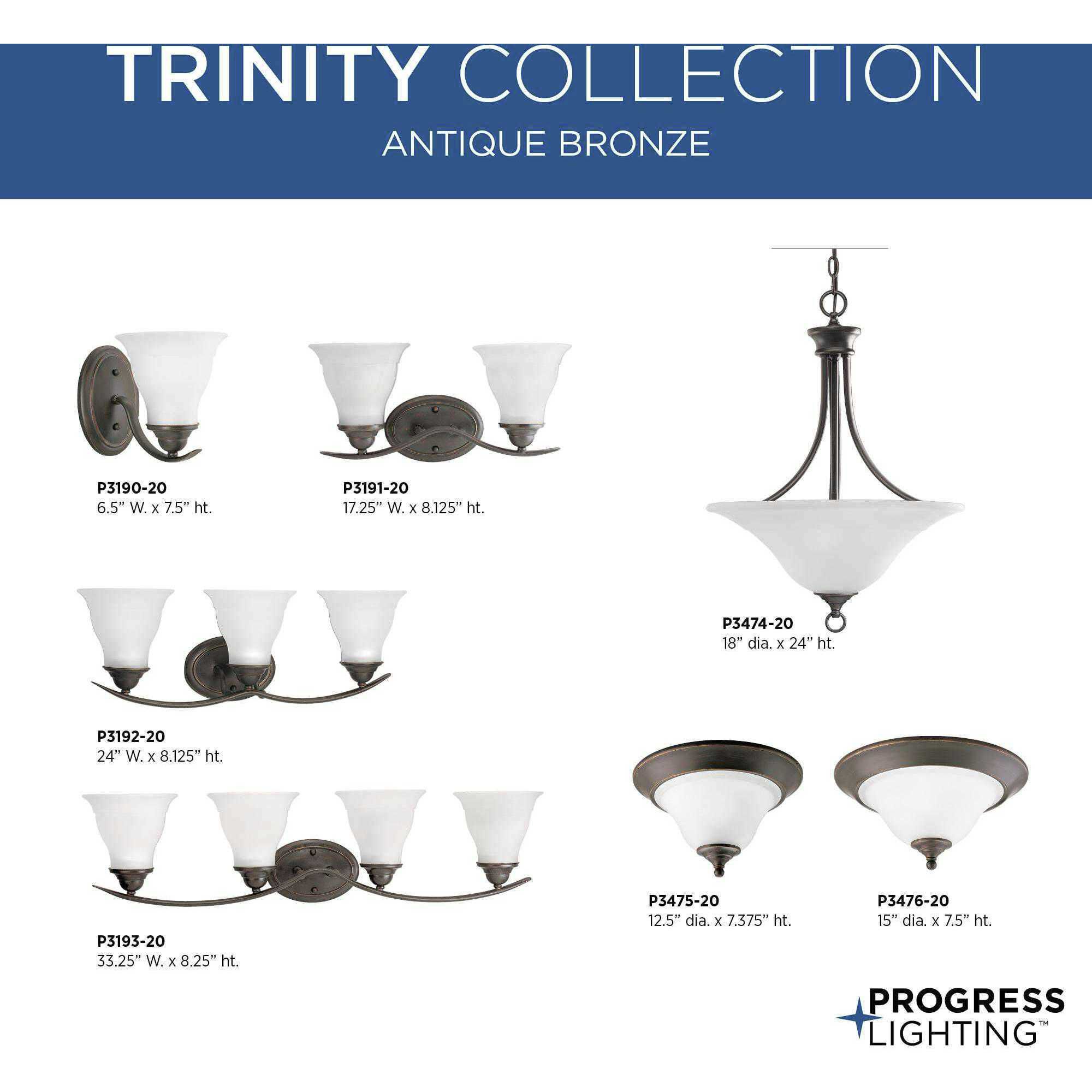 Trinity 3 Light 18 inch Antique Bronze Foyer Pendant Ceiling Light