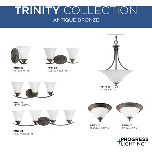 Trinity 1 Light 13 inch Antique Bronze Flush Mount Ceiling Light