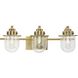 Northlake 3 Light 24 inch Vintage Brass Bath Light Wall Light