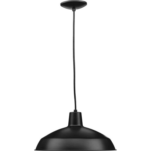 Metal Shade 1 Light Matte Black Pendant Ceiling Light in Standard