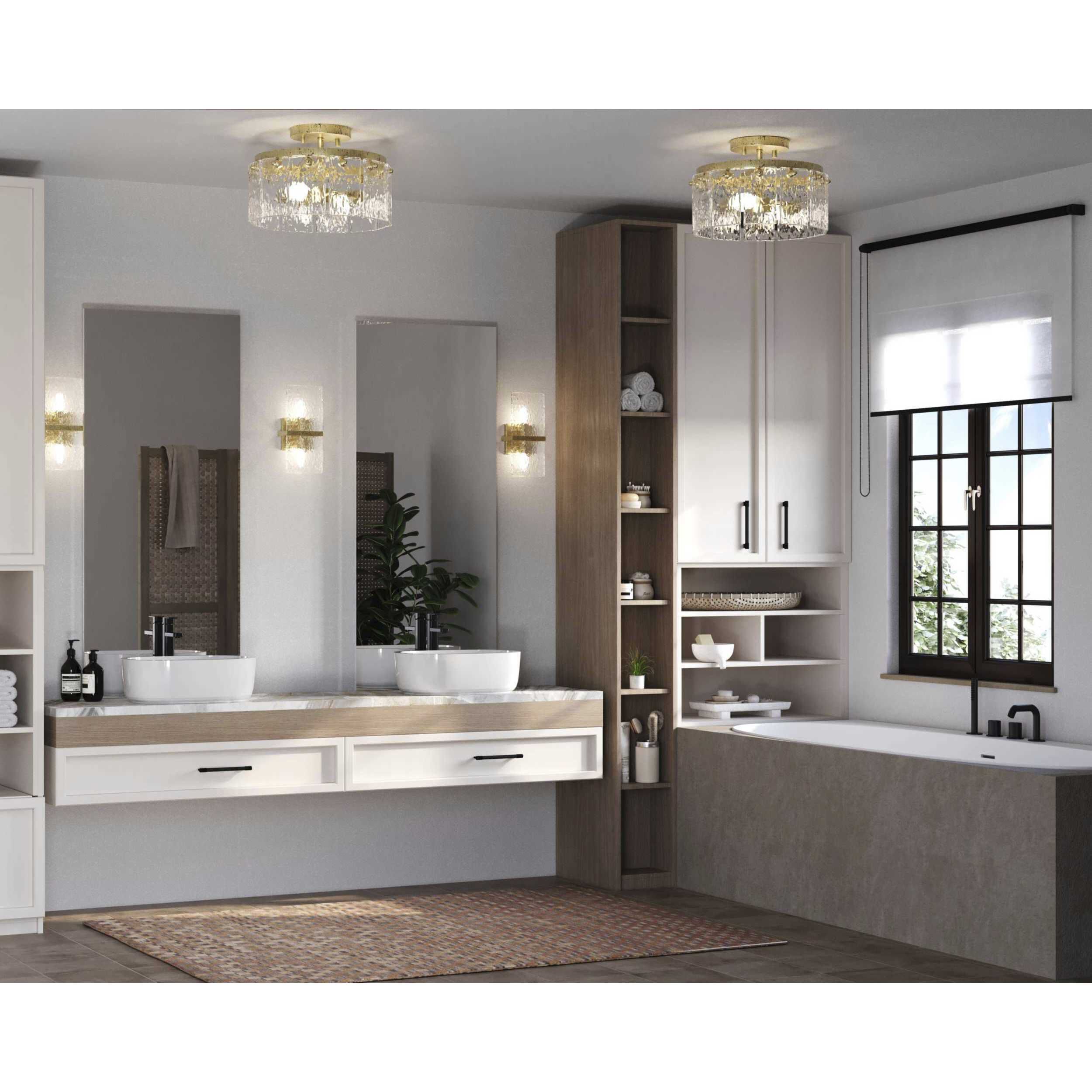 Chevall 2 Light 12.62 inch Gilded Silver Semi-Flush Mount Ceiling Light, Design Series