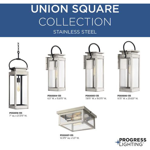 Union Square 1 Light 24 inch Stainless Steel Outdoor Wall Lantern, Large, Design Series