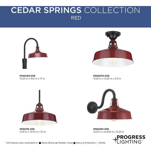 Cedar Springs 1 Light 13 inch Red Outdoor Semi-Flush Mount
