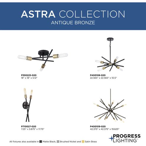 Astra 2 Light 7 inch Antique Bronze Wall Bracket Wall Light, Design Series