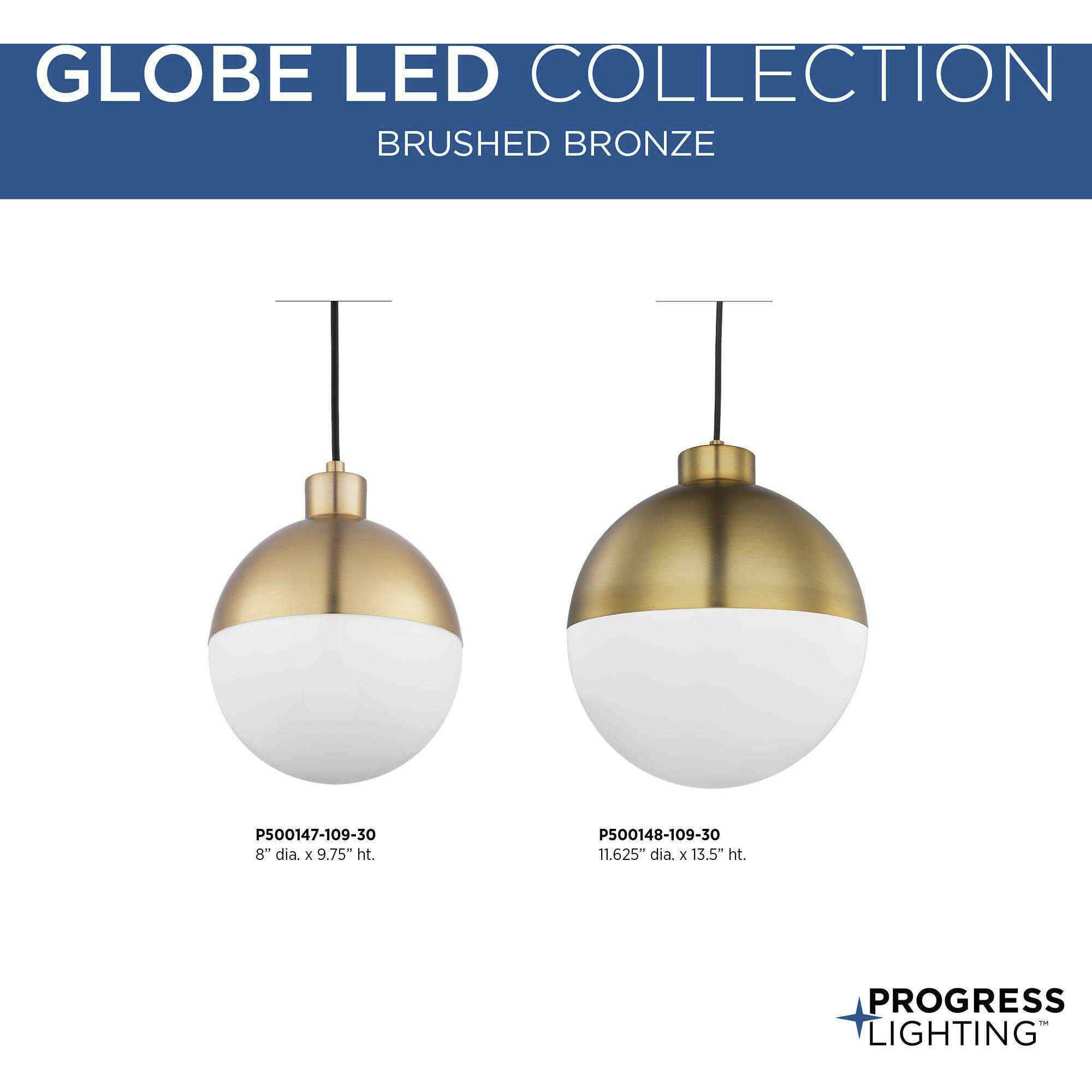 Progress Lighting Globe 1 Light LED Pendant Brushed Bronze P500147 109 30