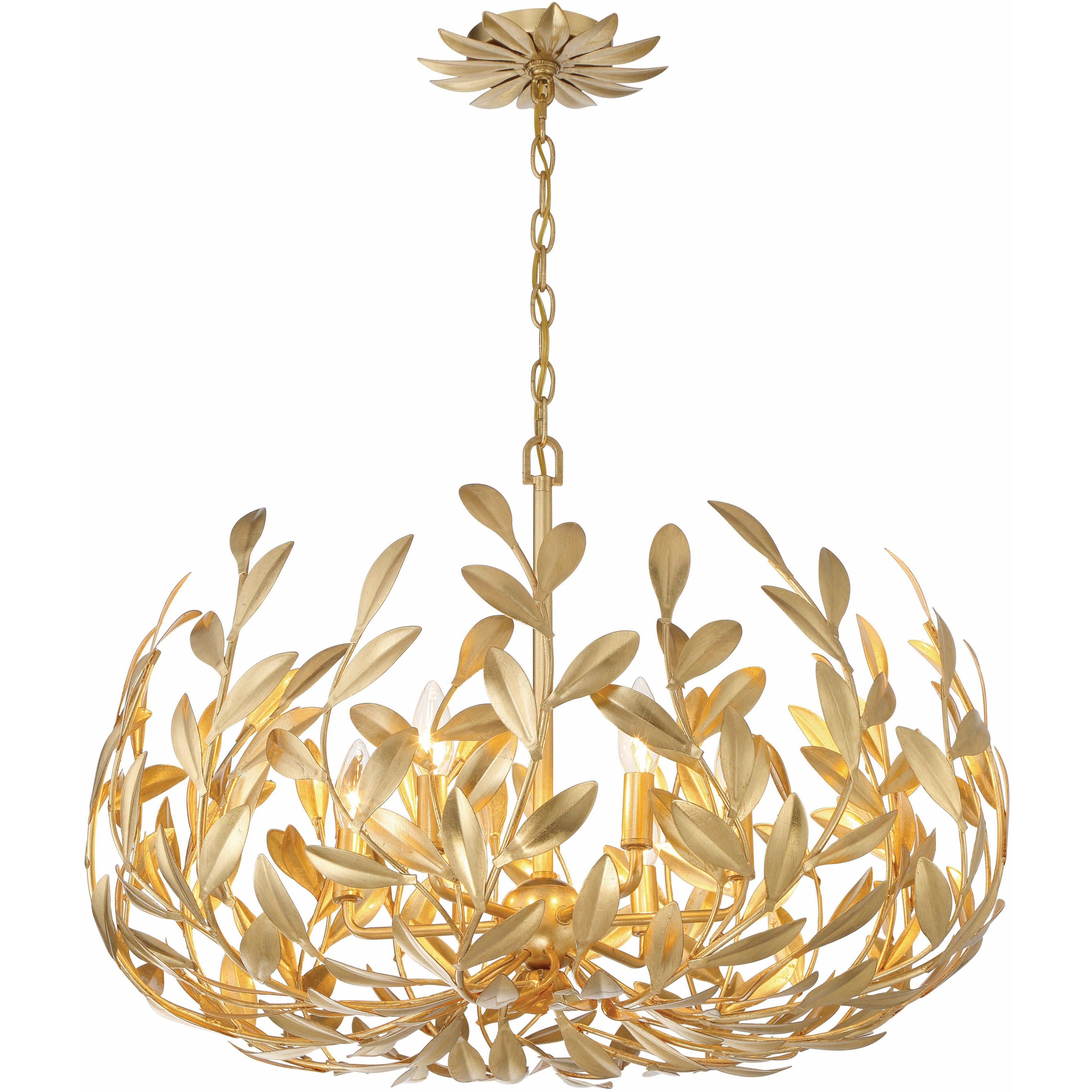 Broche 6 Light 27 inch Antique Gold Chandelier Ceiling Light