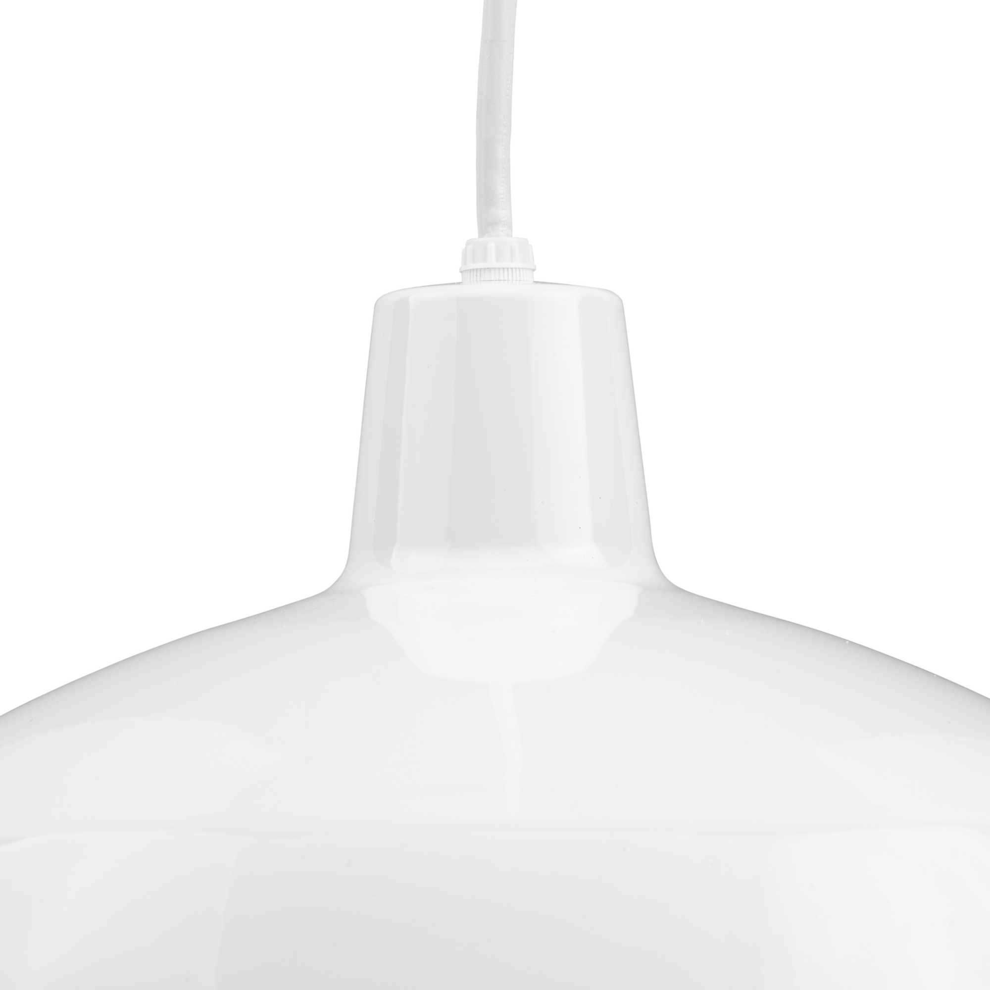 Metal Shade 1 Light White Pendant Ceiling Light in Standard