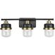 Beckner 3 Light 24.12 inch Matte Black Bath Light Wall Light